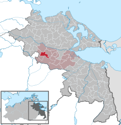 克里恩在前波美拉尼亚-格赖夫斯瓦尔德县的位置