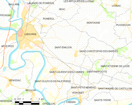 Mapa obce Saint-Émilion