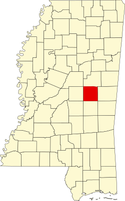 Karte von Neshoba County innerhalb von Mississippi