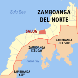 Map of Zamboanga del Norte with Salug highlighted