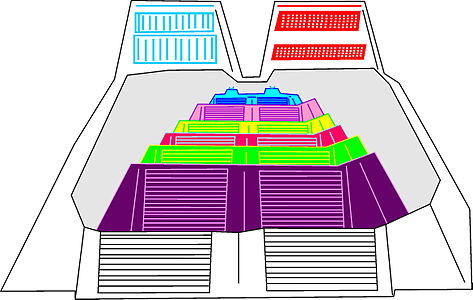 Diagrama del Templo mayor de Tenochtitlan mostrando las capillas a Huitzilopochtli y Tláloc, etapas constructivas visibles dentro del edificio final.
