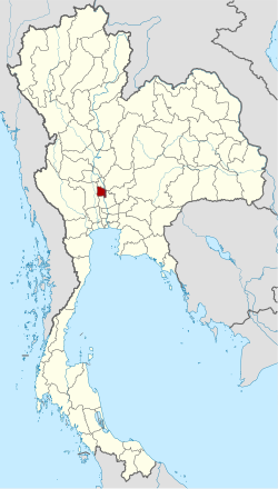 แผนที่ประเทศไทย จังหวัดอ่างทองเน้นสีแดง