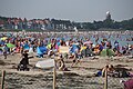 Strand an einem warmem Sommertag in Warnemünde