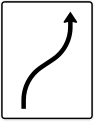 Zeichen 511-20 Verschwenkungstafel; Darstellung ohne Gegenverkehr: einstreifig nach rechts