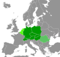 Srednjeevropske države po Meyersovem Grosses Taschenlexikon (1999):   Države, ki običajno veljajo za srednjeevropske   Srednjeevropske države v širšem pomenu besede   Države, ki se občasno štejejo za srednjeevropske
