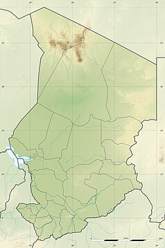 Mapa konturowa Czadu, po prawej znajduje się punkt z opisem „Ennedi”