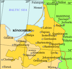 普魯士公國疆域（黃色）