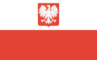 Flaga Polskiej Rzeczypospolitej Ludowej z herbem państwowym w latach 1955–1980