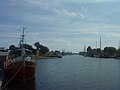 Old port, downtown Greifswald, view from pedestrians' bridge
