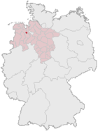 Lage der kreisfreien Stadt Delmenhorst di Jerman