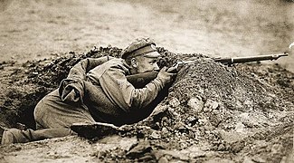 Latvian Rifleman with Winchester Model 1895, WW1.jpg