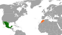 Map indicating locations of Mexico and Morocco