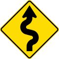 (W12-2.4/PW-23) Series of curves ahead, first to right