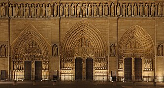 Los tres tímpanos de la fachada principal de Notre-Dame de Paris