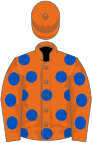 Orange, royal blue spots, orange cap