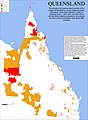 The prevalent 1st response about ancestry of the Queensland people self-identified as having Indigenous status (Aboriginal, Torres Strait Islanders or both) in Statistical Areas 1 (SA1) with more then 5% of Indigenous population