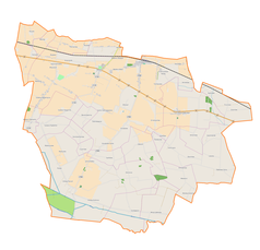 Mapa konturowa gminy Bedlno, w centrum znajduje się punkt z opisem „Stradzew”