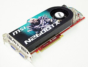 Nvidia 260 GTX. This card shows a trend where static 3D renderings were printed on the card.