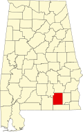 Map of Alabama highlighting Coffee County