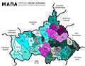 Map of the settlements in Gornji Milanovac and their territory organisation. Grabovica is marked under the number 19