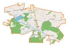 Mapa konturowa gminy Tarnawatka, blisko centrum po lewej na dole znajduje się punkt z opisem „Pańków”