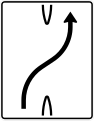 Zeichen 501-20 Überleitungstafel; Darstellung ohne Gegenverkehr: einstreifig nach rechts