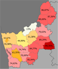 Частка білорусів по районах    >90%    80–90%    70–80%    60–70%    50–60%    40–50%    <40%