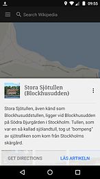 Välja och läsa artikel i Wikipedias app.