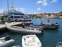 Rigid-hulled inflatable boat of the Capitainerie du Gustavia