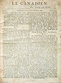 Frontpage of Le Canadien, November 22, 1806, vol. 1, no 1. Le Canadien was a French language newspaper published in Quebec city.