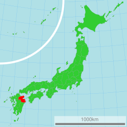 Ōita-præfekturets beliggenhed i Japan.