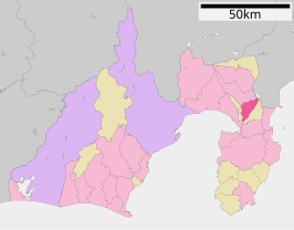 Situering van Mishima in de prefectuur Shizuoka