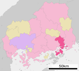 Onomichis läge i Hiroshima prefektur