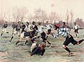 Image 19 Stade Français Photograph: Georges Scott; Restoration: Adam Cuerden An illustration showing the Stade Français rugby union team, wearing dark blue jerseys, playing against Racing Club (now known as Racing 92) in 1906. On 20 March 1892, the two teams played in the first ever French rugby championship in a one-off game. More selected pictures