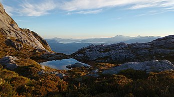 El Lago Pedder y el monte Anne visto desde el Arthur Range