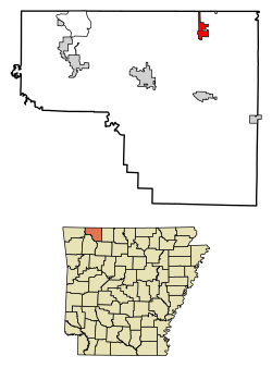 Location of Oak Grove in Carroll County, Arkansas.
