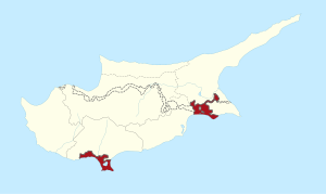 Akrotiri dhe Dhekelia (Në ngjyrë të kuqe)