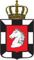 Versión oficial del Escudo de armas del Ducado de Lauenburgo en 1867 con los colores de la Casa Hohenzollern (blanco y negro).
