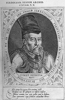 D. Custos, Portrét Ferdinanda II. Tirolského v Atrium heroicum Caesarum, 1600 - 1602