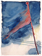 Georgia O'Keeffe, The Flag, watercolor and graphite on paper, 12 × 8 3/4 in. (30.5 × 22.2 cm), 1918[2][3]