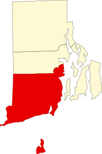 Округ Вашингтон на мапі штату Род-Айленд highlighting
