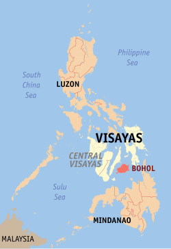 Mapa iti Filipinas a mangipakita ti pakasarakan iti Bohol.