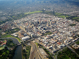 Flygfoto över stadens centrala delar.