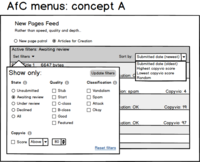 AfC menus: concept A
