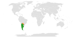 Map indicating locations of Argentina and Paraguay