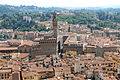 A view from dome of the cathedral, Firenze, roofs, Palazzo Vecchio and Giardino di Boboli