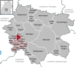 Elhelyezkedése Baden-Württemberg térképén