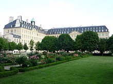 View of the seminary of the Paris Foreign Missions Society, a vast edifice with a garden