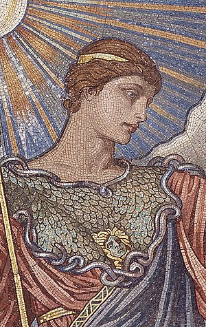 Detail from Minerva of Peace, Elihu Vedder, 1896, mosaic. Visitor's Gallery, Library of Congress Thomas Jefferson Building, Washington, D.C.