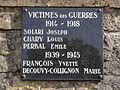 Plaque monument aux morts d'Ollières.